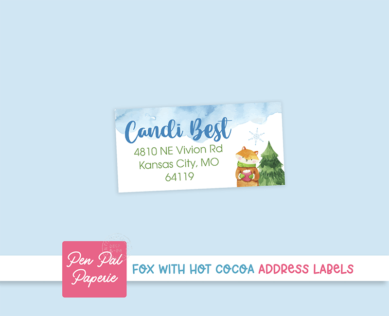 Fox With Hot Cocoa Address Labels