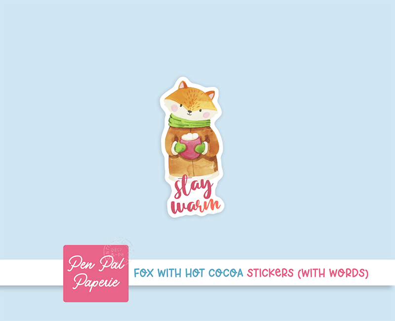 Fox With Hot Cocoa Stickers | Set of 20