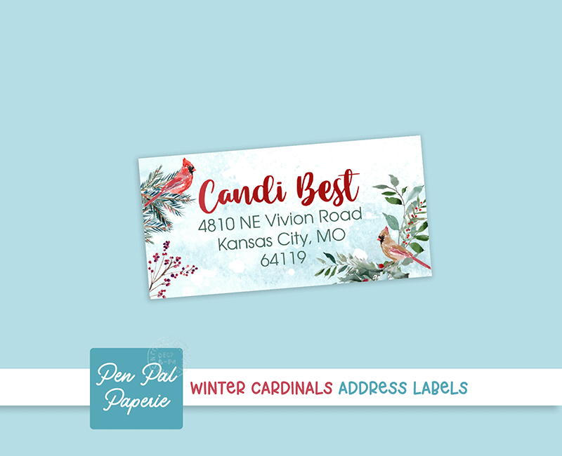 Winter Cardinals Address Labels