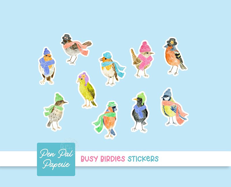 Busy Birdies Stickers | Set of 20