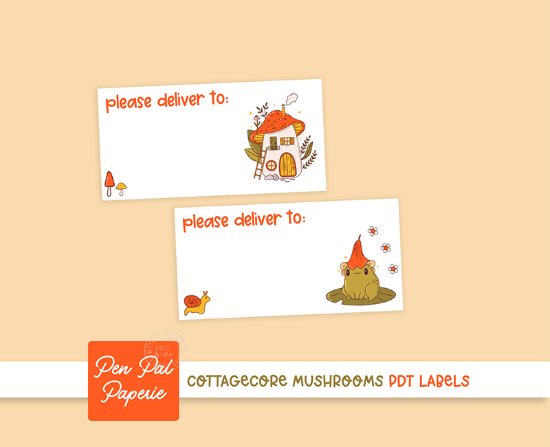 Cottagecore Mushroom PDT Labels