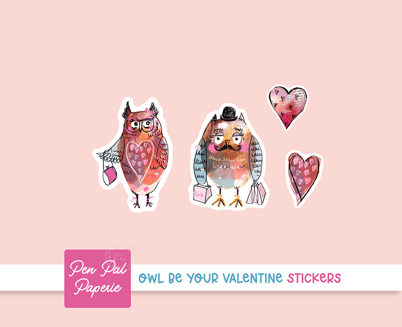 Owl Be Your Valentine Stickers | Set of 20
