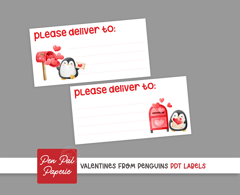 Valentines From Penguins PDT Labels